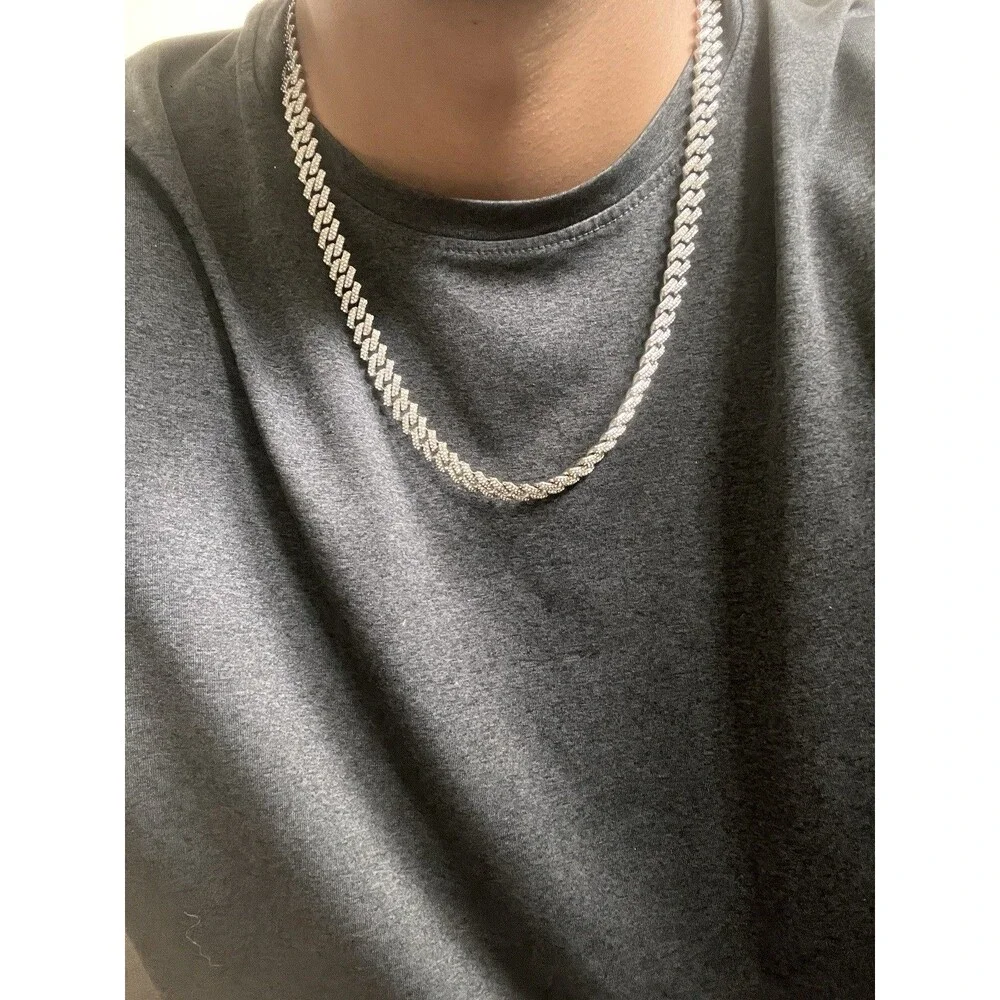 Iced Cuban Link Chain – Approx. 23” Pavé Silver-Tone Hip Hop Necklace